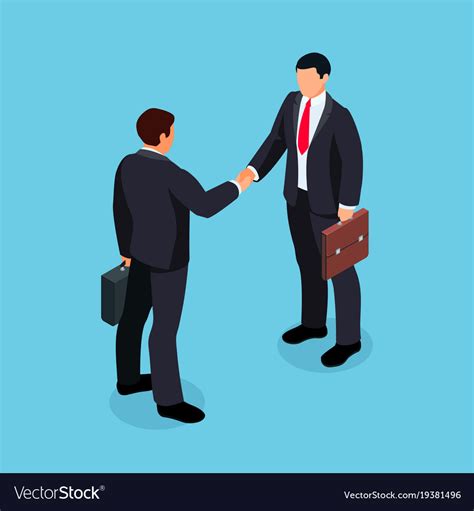 Isometric businessmen shake hands Royalty Free Vector Image