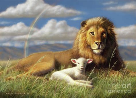 The Lion And Lamb Painting by William Hallmark