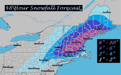 Northeast Weather Action: 48 Hour Snowfall Totals Forecast Map ...