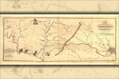 24"x36" Gallery Poster, Map of Baltimore & Ohio RailRoad routes 1831 ...