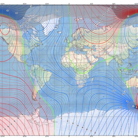 (a) World magnetic model-main field declination [42]; (b) global ...