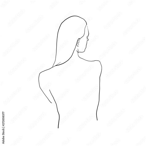 woman silhouette illustration, black and white drawing minimal sketch ...