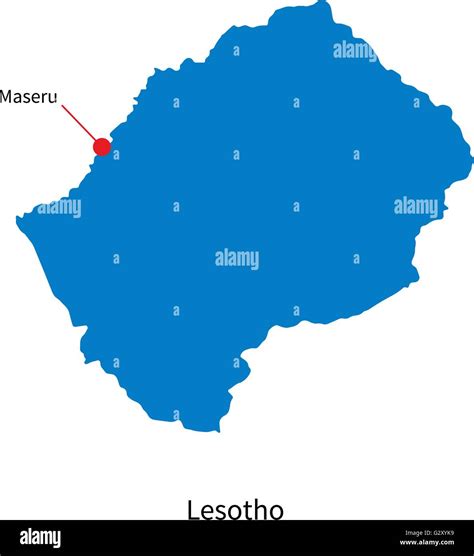 Detailed vector map of Lesotho and capital city Maseru Stock Vector ...