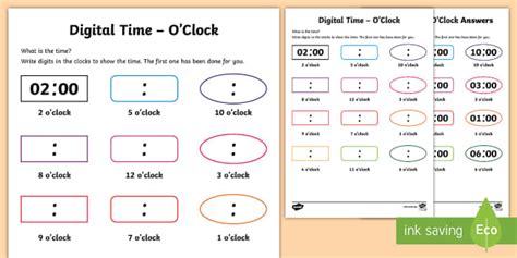 Telling The Time KS1 Primary Resources - O'clock worksheet