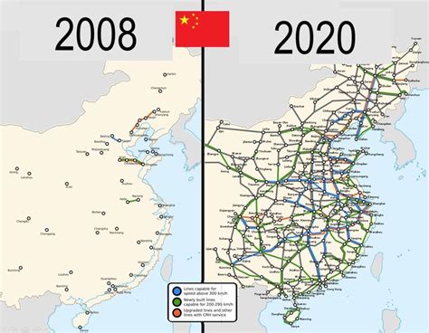 Chinese High-Speed Railway Map 2008 vs. 2020 : r/MapPorn