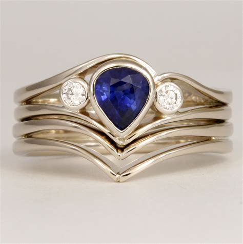 Sapphire & Diamond Wedding Set, 18K white gold