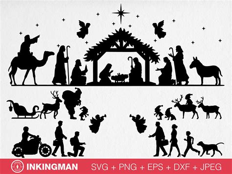 Nativity Silhouette Bundle Svg, Commercial Use, Santa Claus Bundle ...