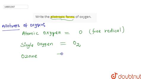 Allotropes Of Oxygen