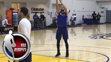 Stephen Curry shoots free throws during first practice back from injury ...