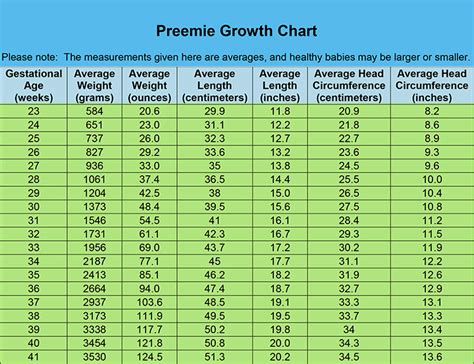 Preemie Baby Growth Chart | amulette