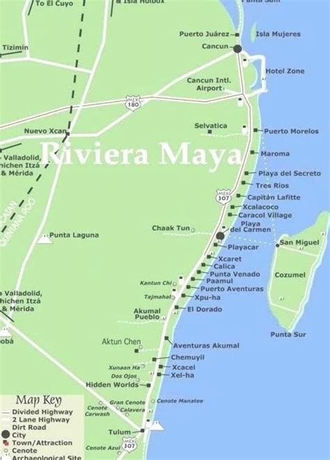 map of riviera en la a mexico maya hotels | Riviera maya mexico, Mexico ...