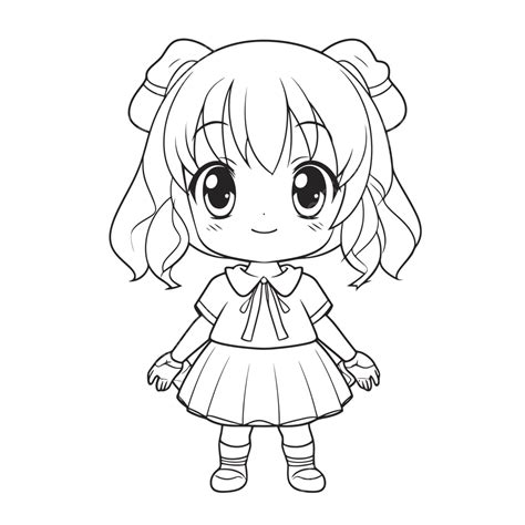 Young Cute Little Anime Girl Coloring Pages Outline Sketch Drawing ...