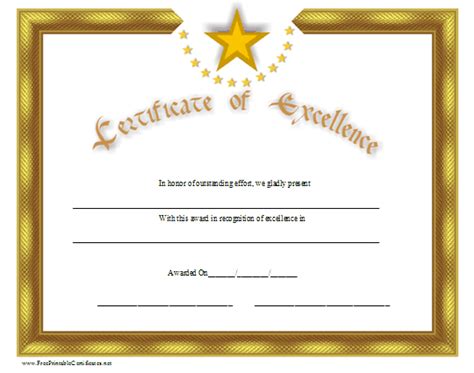 Certificate of Excellence Printable Certificate | Awards certificates ...