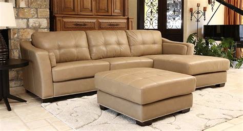 Sectionals : Chelsie | Leather chaise sectional, Ottoman in living room ...