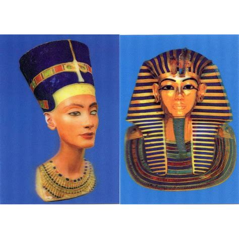 King Tut & Nefertiti: 2 Lenticular 3D Postcard Greeting Cards ...