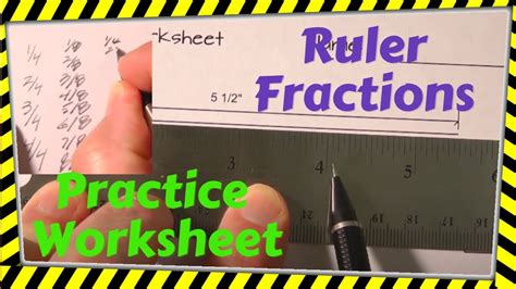 How to read Fractions On A Ruler and worksheet for practice - YouTube