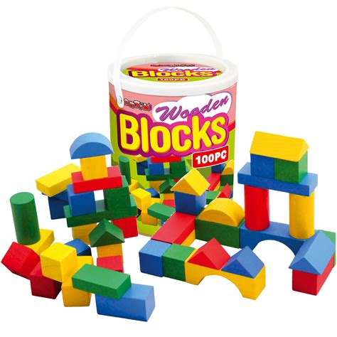 Wooden Construction Building Blocks Bricks Children's Wood Toys Pieces ...