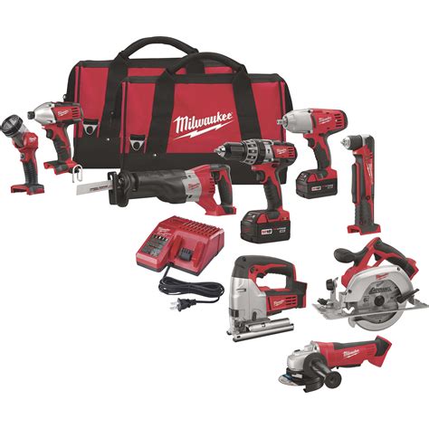 Milwaukee M18 Li-Ion Cordless Power Tool Set — 9-Tool Set, With 2 ...