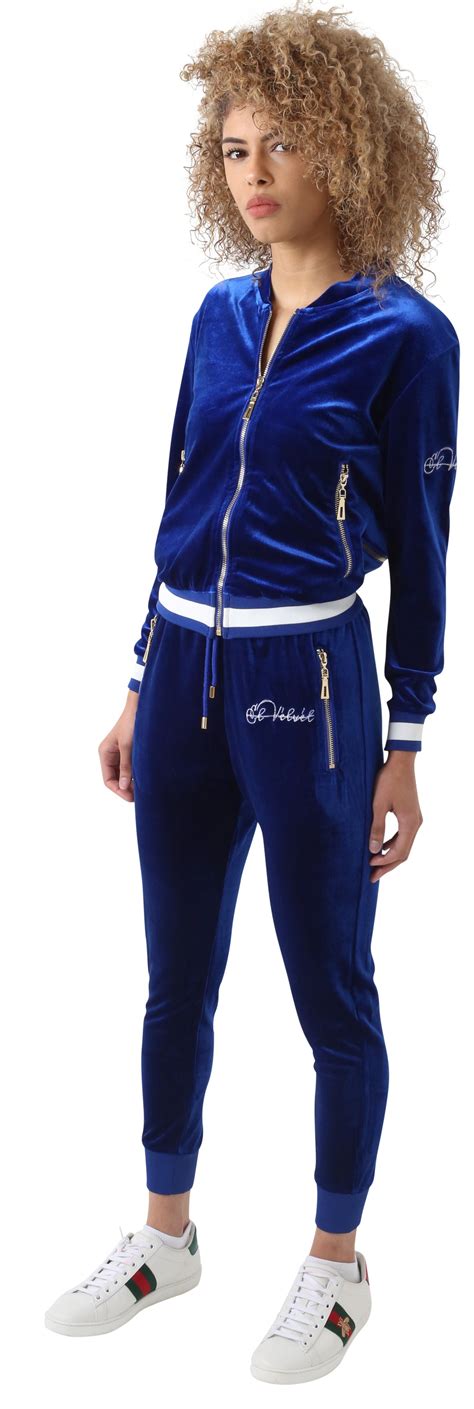 Women's Striped Royal Blue Vélvét - Full Tracksuit – El Vélvét