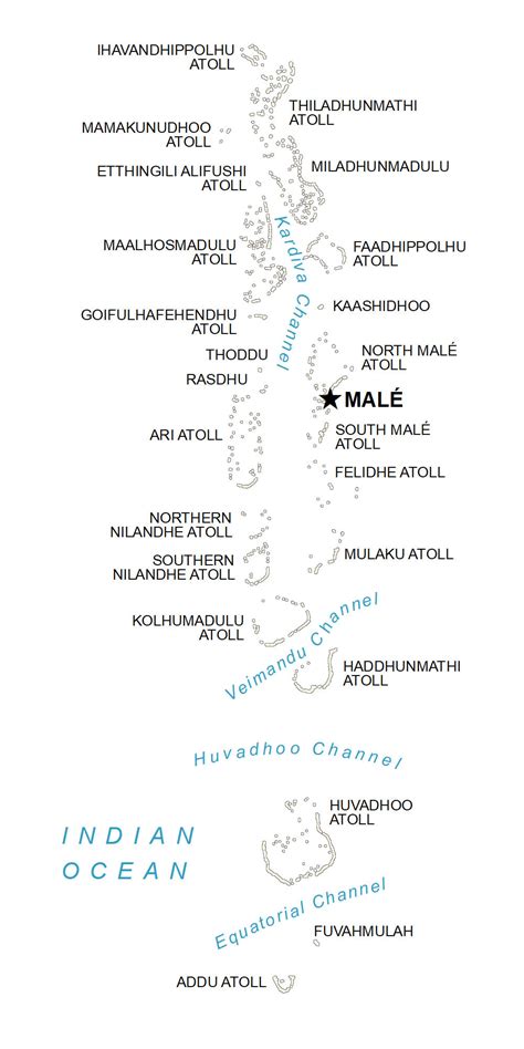 Maldives Map - Atolls and Channels - GIS Geography