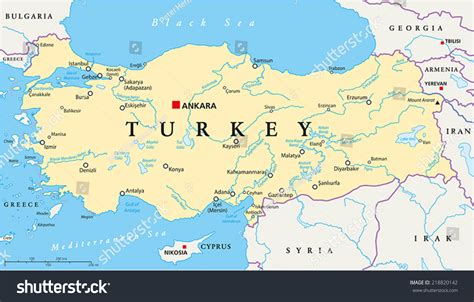 Turkey Political Map Capital Ankara National Stock Vector (Royalty Free ...