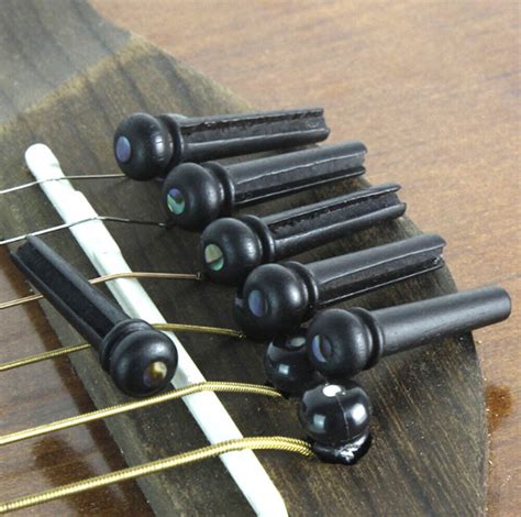 For Acoustic Guitar Ebony Bridge Pins With Abalone Dot Brass Circle ...