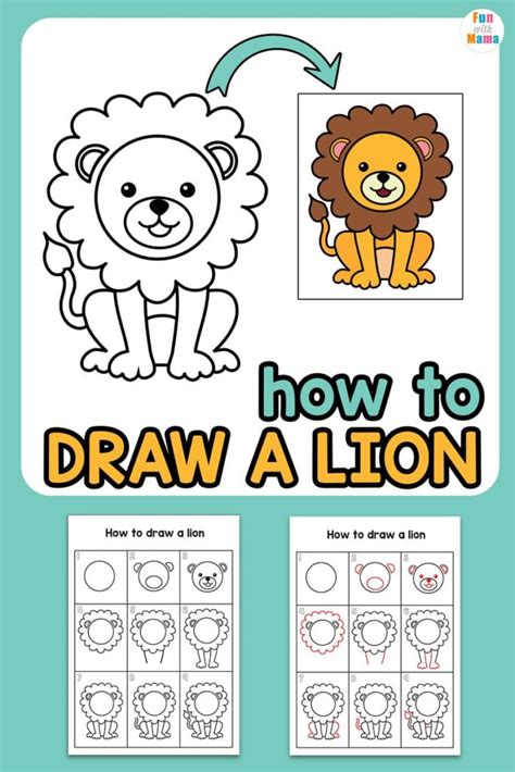 How To Draw A Lion Easy Cartoon Drawing - Fun with Mama