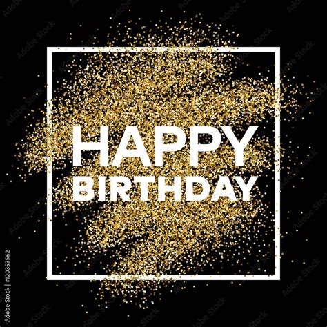 Gold glitter background with Happy Birthday inscription Stock Vector ...