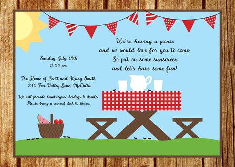 Summer Picnic Invitation Summer Party Invitation Custom Park | Etsy ...