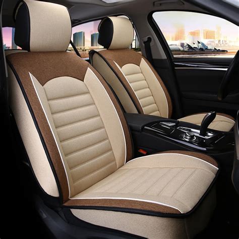 9PCS Universal Car Seat Covers Soft Breathable Linen Fabric Automoblies ...