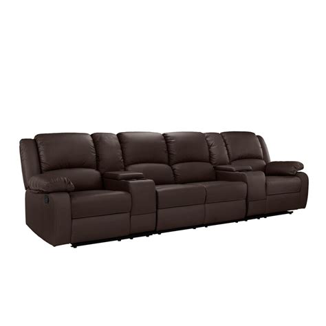 Red Barrel Studio 4 Seat Home Theater Sofa with Cup Holder | Wayfair