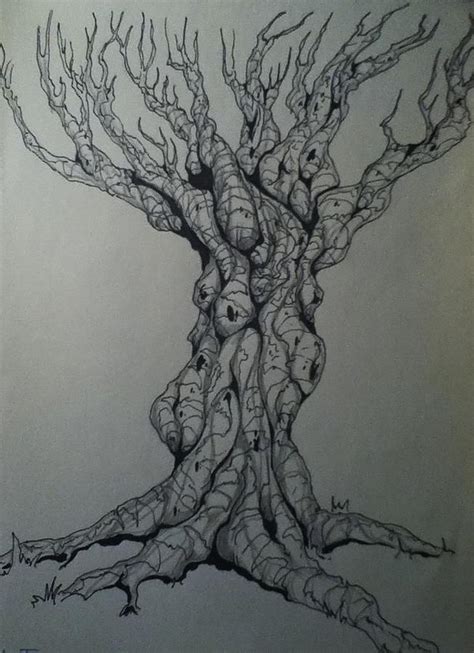 Scary Tree by Chris Ivey | Scary drawings, Tree canvas, Tree drawing