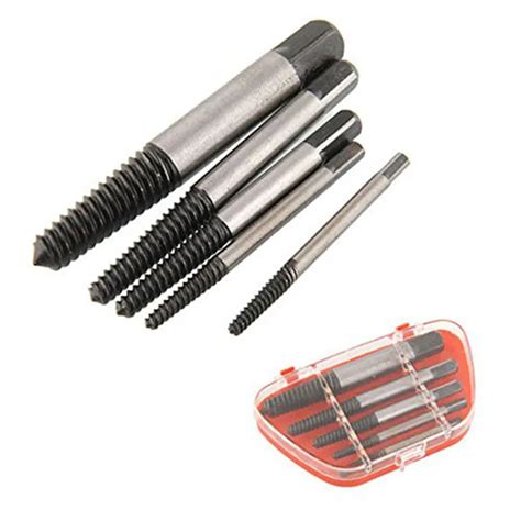 5Pcs Screw Extractor Easy Out Set Drill Bits Guide Broken Damaged Bolt ...