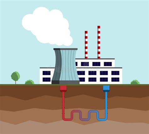 Geothermal Plant Line Flat Icon. Vector Illustration Alternative ...