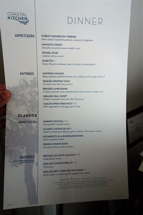 New Main Dining Room Menus on Oasis of the Seas | Modern kitchen menu ...