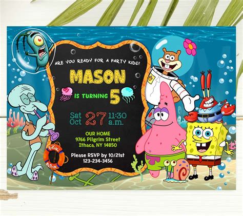 Spongebob Birthday Invitations Templates