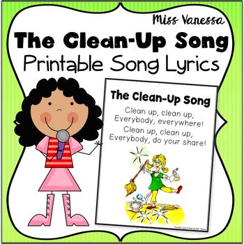 Clean Up Song Printable Lyrics by Miss Vanessa | TpT