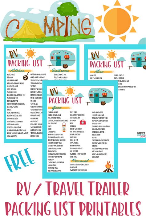 Free RV Checklist Printable Packing List - Must Have Mom