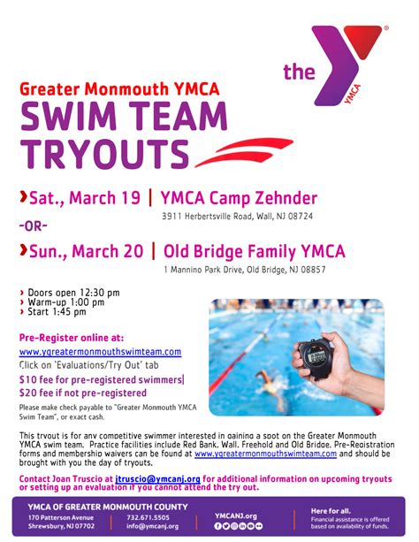 Swim Team Tryouts - YMCA of Greater Monmouth County