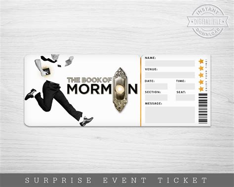 Printable the Book of Mormon Broadway Surprise Ticket Book of - Etsy