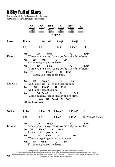 A Sky Full Of Stars by Coldplay - Guitar Chords/Lyrics - Guitar Instructor