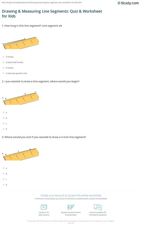 Drawing & Measuring Line Segments: Quiz & Worksheet for Kids | Study.com