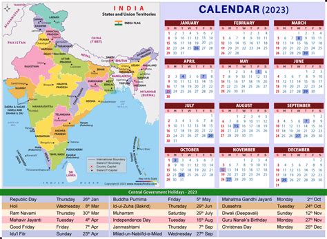 India 2023 Calendar With Holidays - PELAJARAN