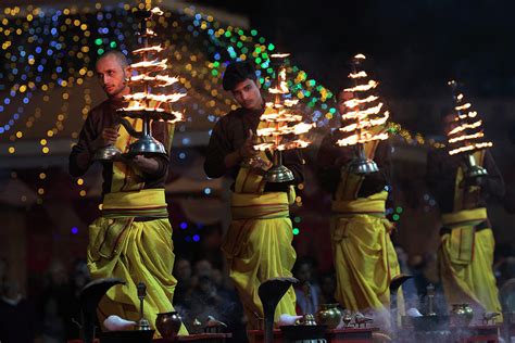 Aarti at Varanasi Ghat Photograph by Hira Punjabi | Fine Art America