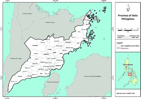 Map of Iloilo province showing administrative boundaries and ...