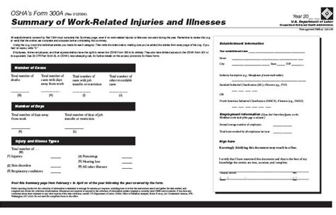 Free Printable Osha 300a Form - Printable Forms Free Online