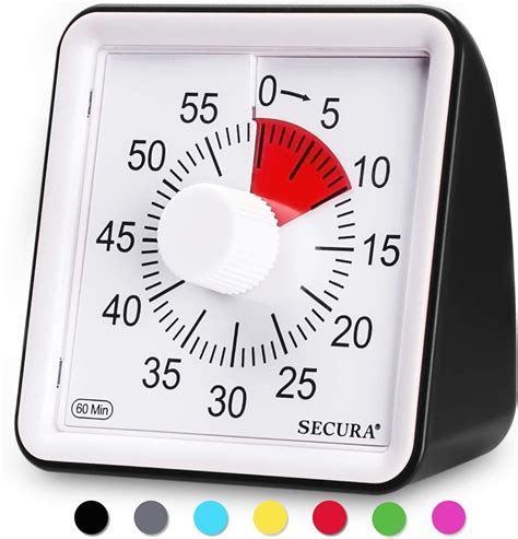 Secura 60-Minute Visual Timer, Classroom Countdown Clock, Silent Timer ...