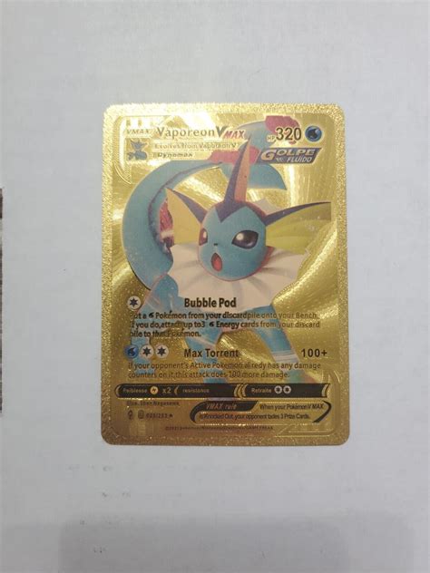 Mavin | Vaporeon Vmax Gold Foil Fan Art Pokemon Card Display Card