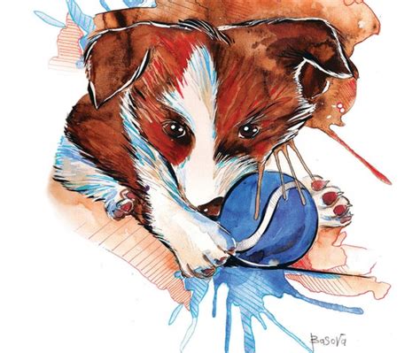 Border Collie Puppy Watercolor Print Dog Art Print From | Etsy