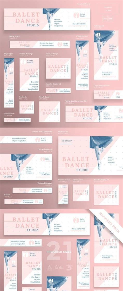 Banners Pack | Ballet Dance Studio | Banner ads design, Web banner ...